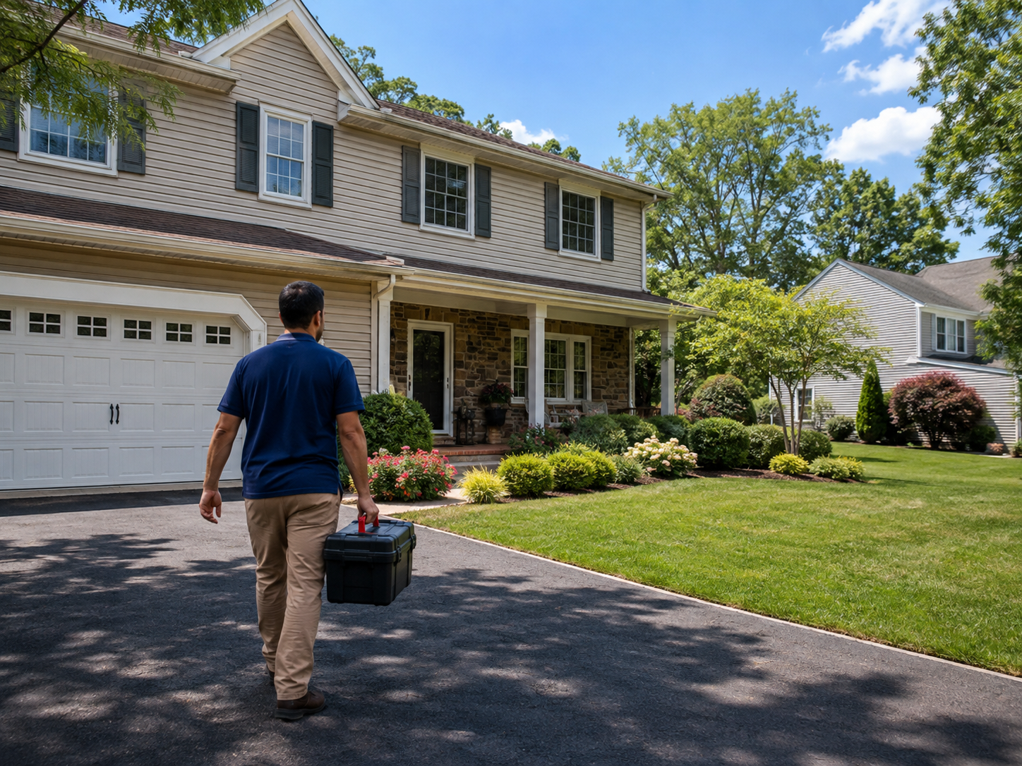 Furniture assembler arriving at a home in Feasterville-Trevose PA with a toolbox