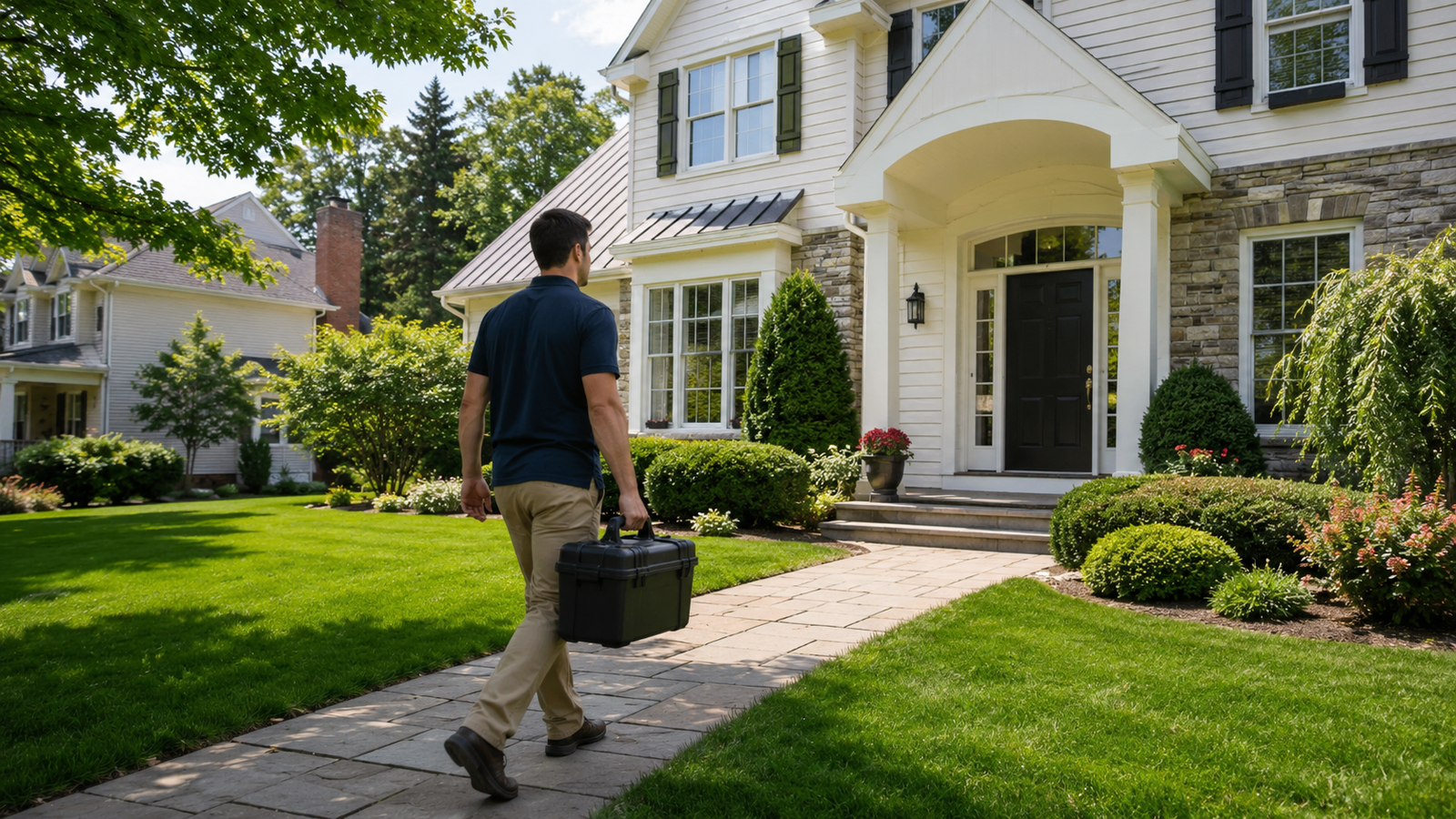 Furniture assembler arriving at a home in Huntingdon Valley PA with a tool case
