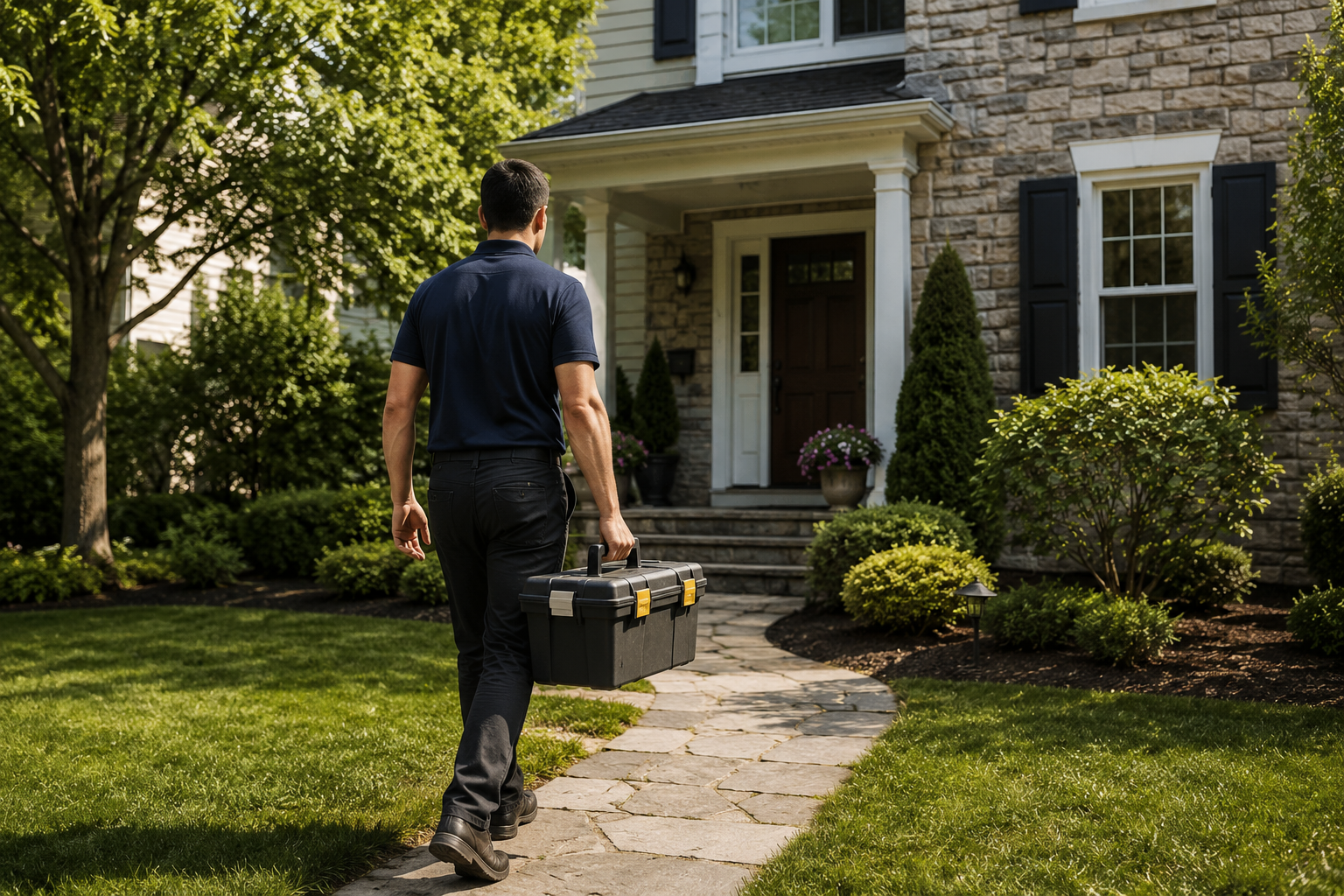 Furniture assembler arriving at a home in Willow Grove PA with a toolbox