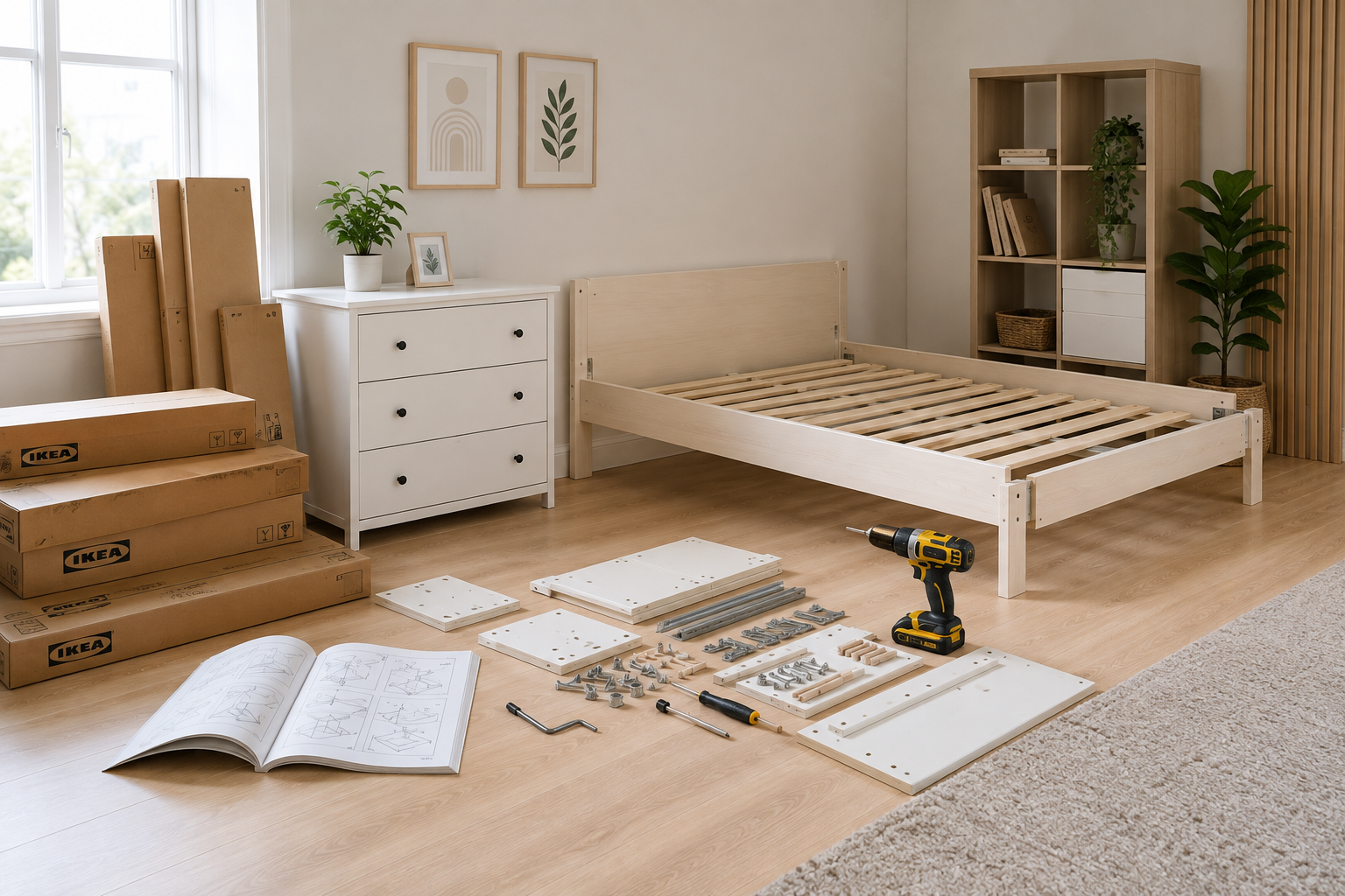IKEA bed and furniture assembly in a Philadelphia-area bedroom