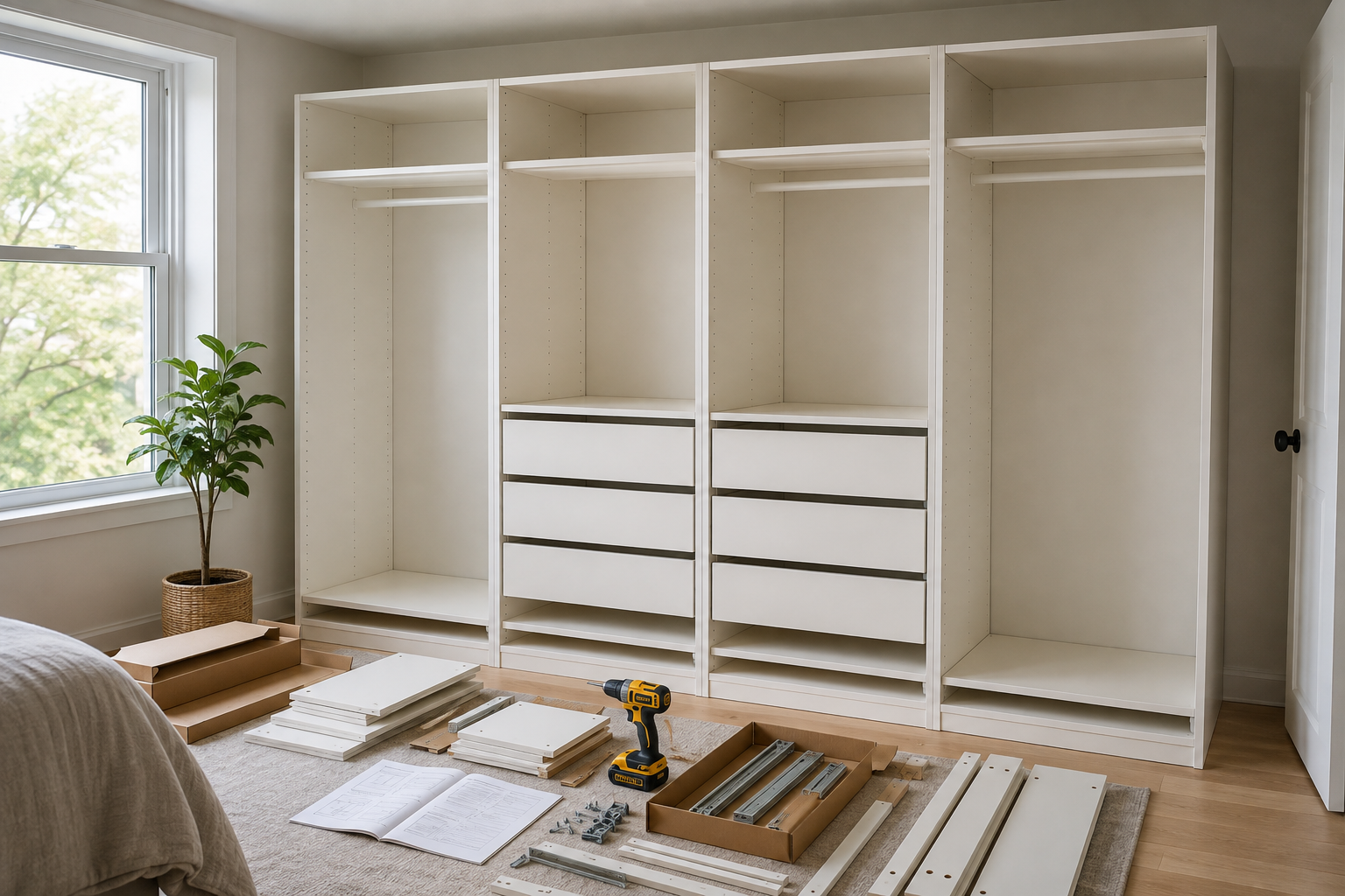 IKEA PAX assembly in Philadelphia with drawers shelves and wardrobe interior fittings